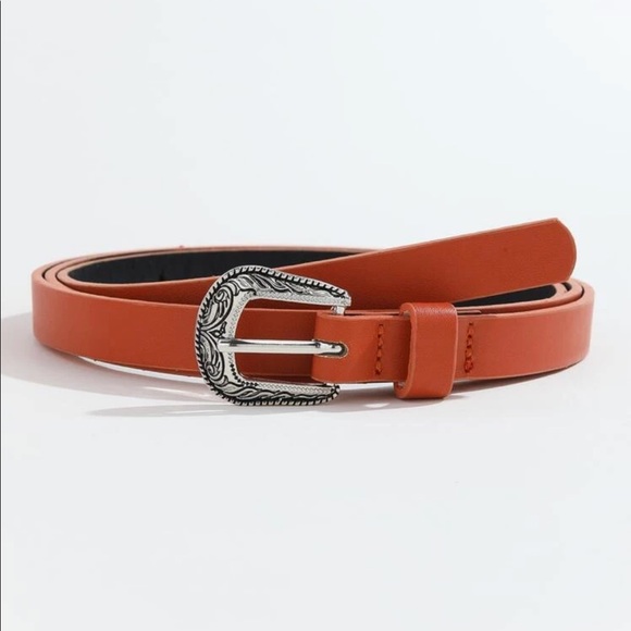 Accessories - 🌻 NEW Vegan Leather Orange Buckle Belt w/ Hole Punch